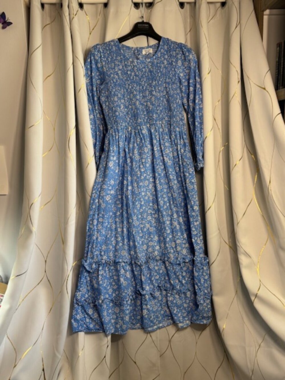 Pink City Prints Isabe Floral Maxi Long Sleeve Dress Size Medium